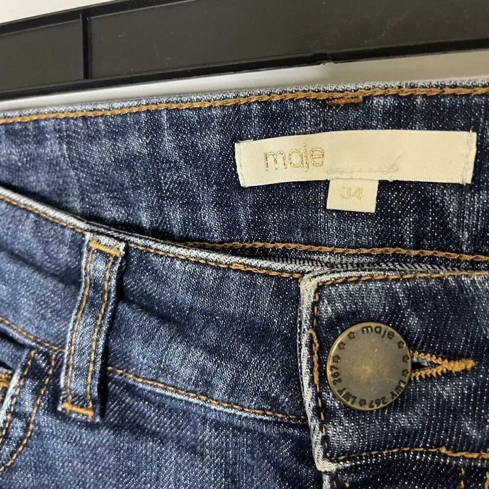Maje Jeans Blue Fray hem denim jeans Slim Straight size XS US 0 - Image 3