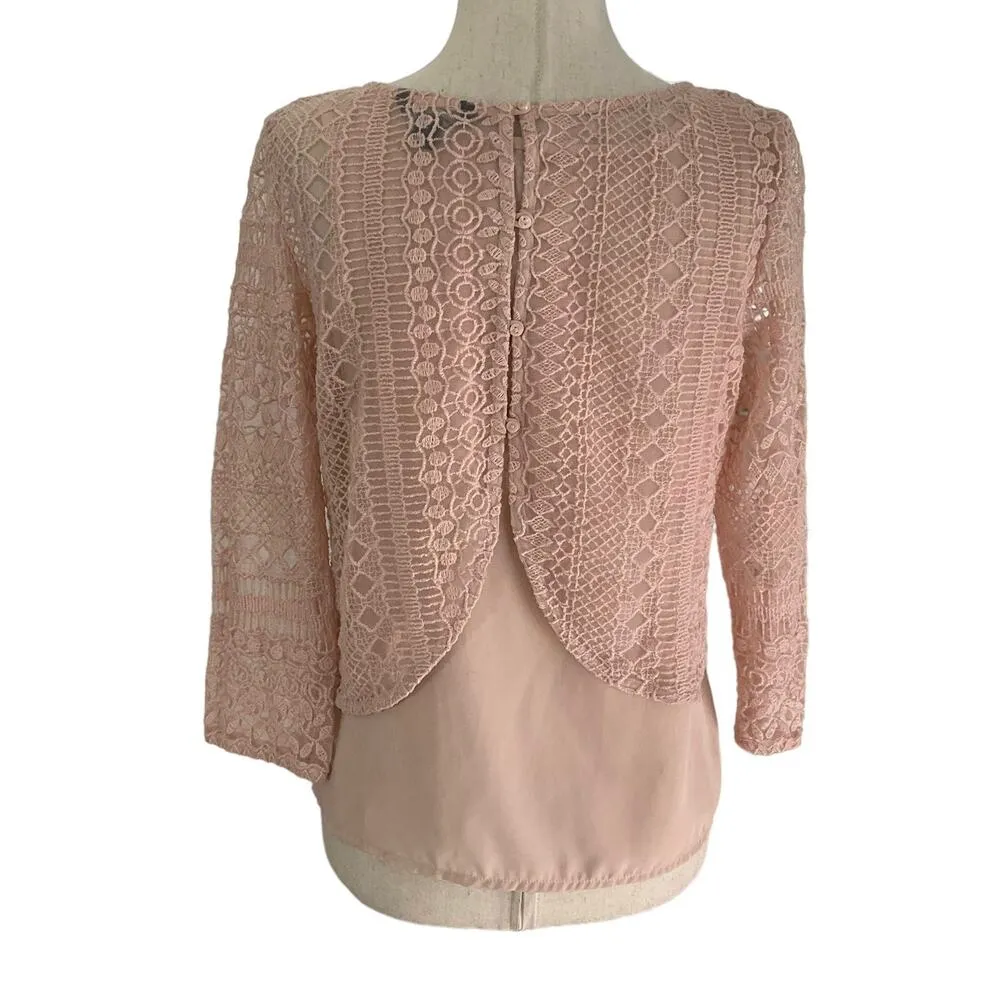 American Eagle Outfitters Peach Embroidered Top Women's Size Small | 46-15 - Image 2