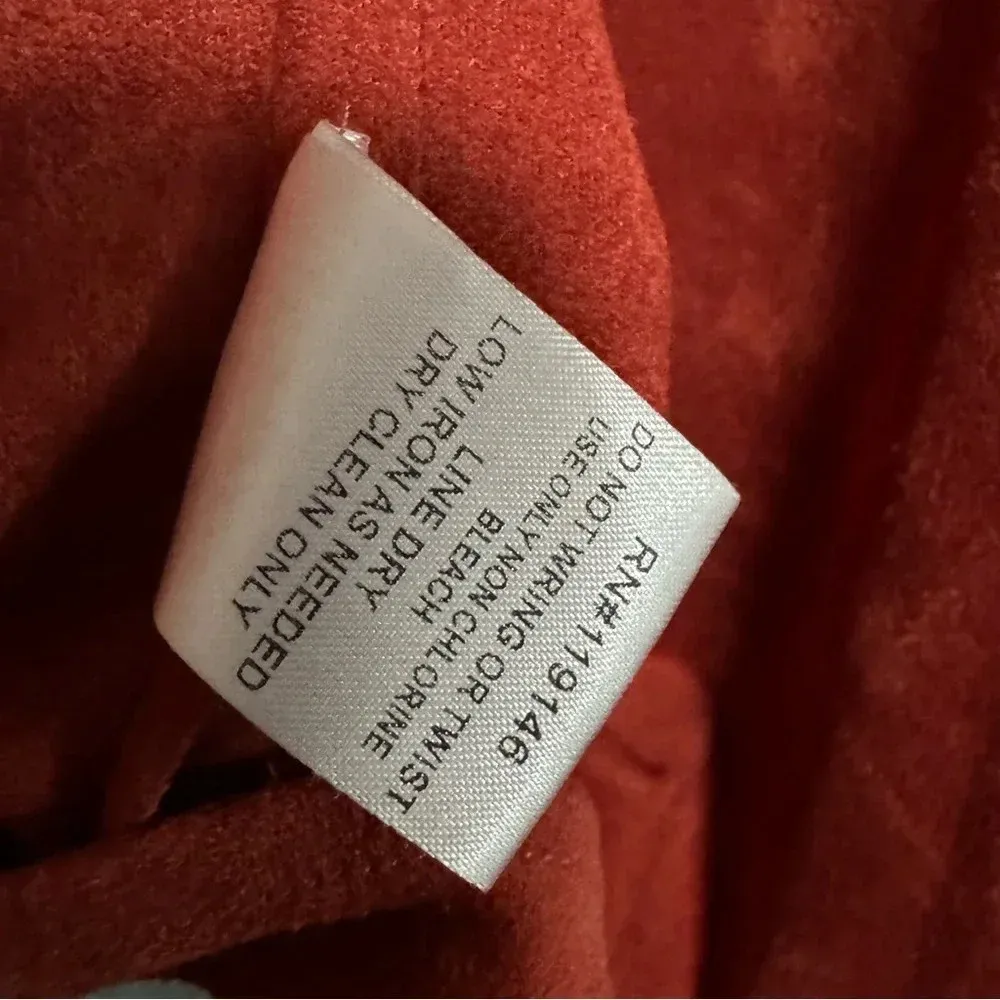 JODIFL Faux Suede Rust Color Mini Dress Lace Insets Keyhole Neckline Size Medium - Image 6