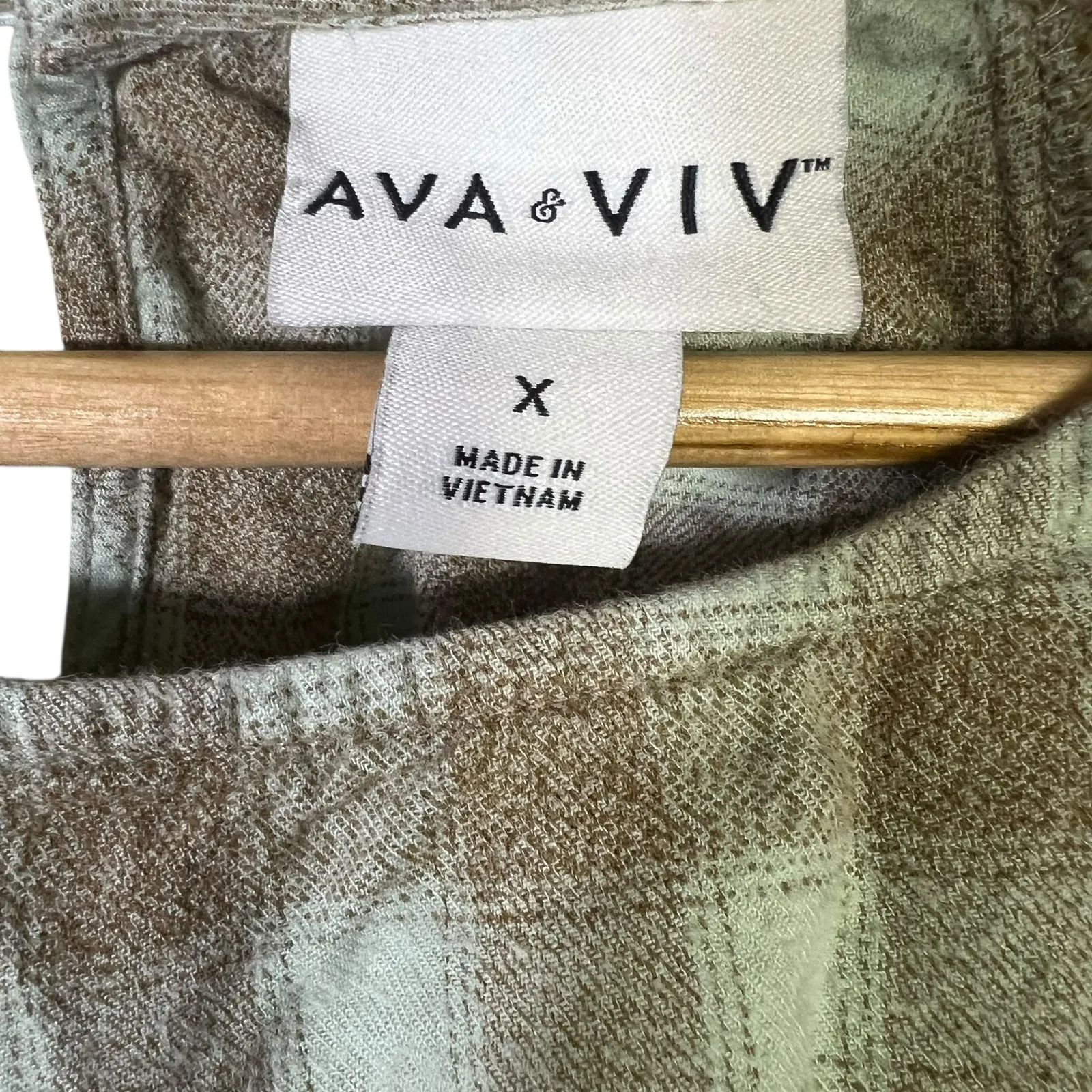 Ava & Viv Plaid Long Sleeve Top Womens XL Brown Balloon Sleeve Cottagecore - Image 6