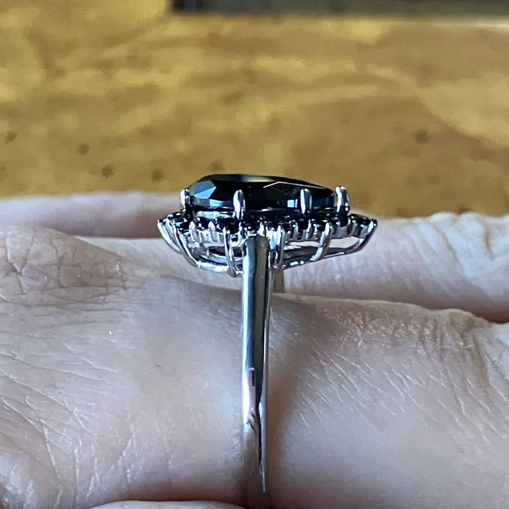 Natural Black Spinel Sterling Silver Ring Size 10 - Image 3
