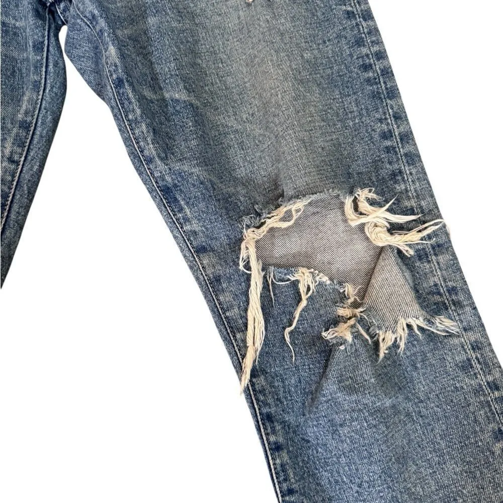 Moussy Vintage Blue MVS Shell Tapered Skinny Jeans Distressed 27 - Image 5