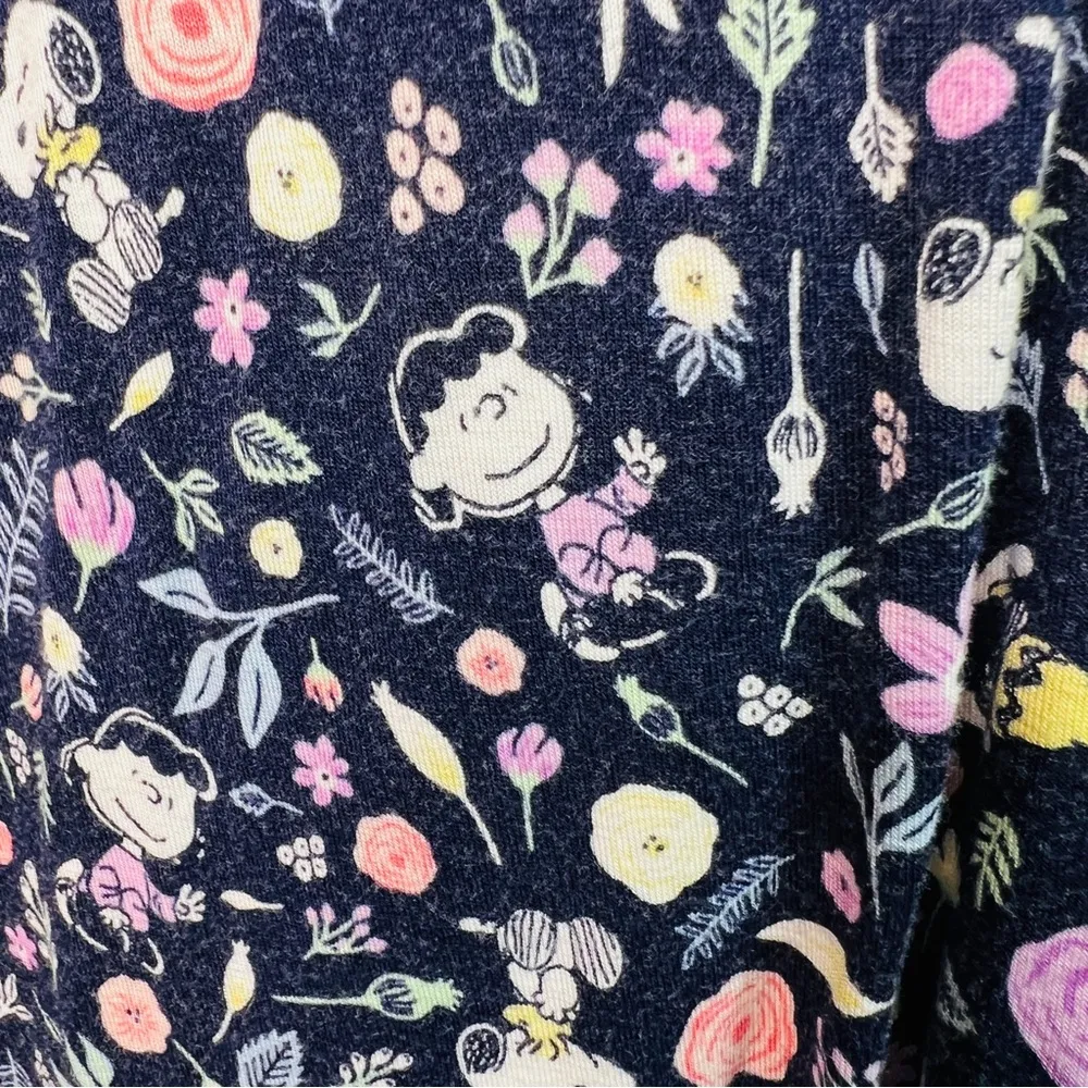 Peanuts Medium Cartoon Characters & Floral Pattern w/Pockets & Stretch Waistband Blue - Image 3