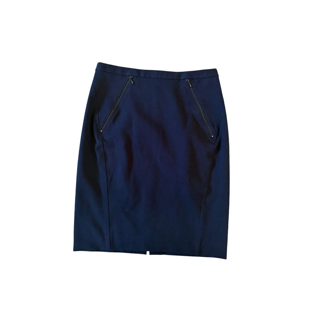 ELIE TAHARI Navy Blue Zip Pocket Pencil Skirt Size US 2 - Image 7