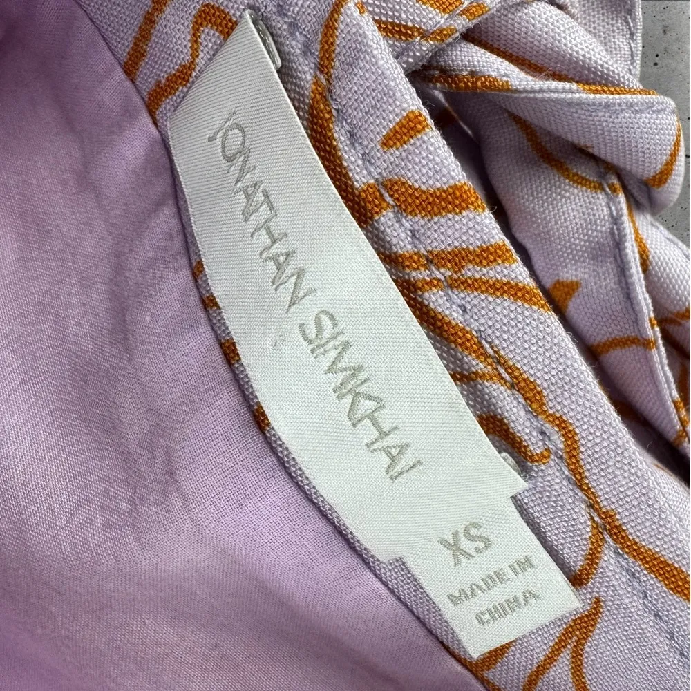 Jonathan Simkhai Tilly Painted Tropical Floral Print Lupine Crop Top‎ Sz XS Purple - Image 7