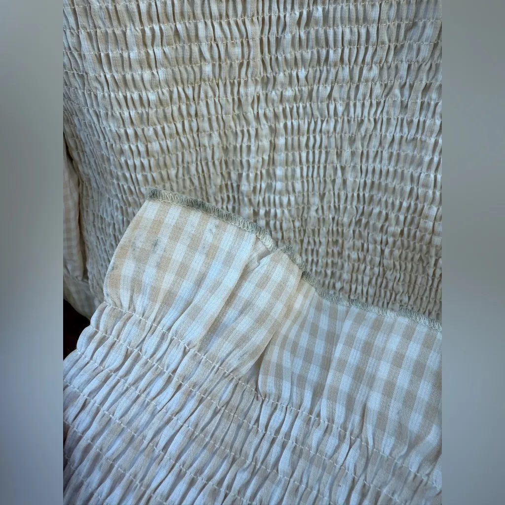 NWT SNDYS The Label Leona Apricot Gingham Midi Bodycon Dress Women’s Size 4 Orange - Image 6