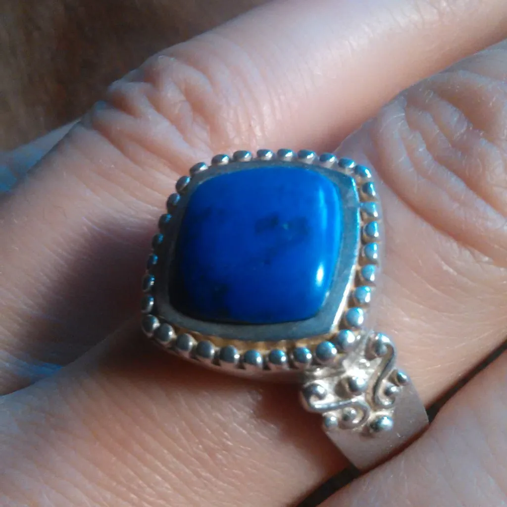 Artisan Crafted Lapis Lazuli Sterling Silver Ring (Size 10) - Image 12