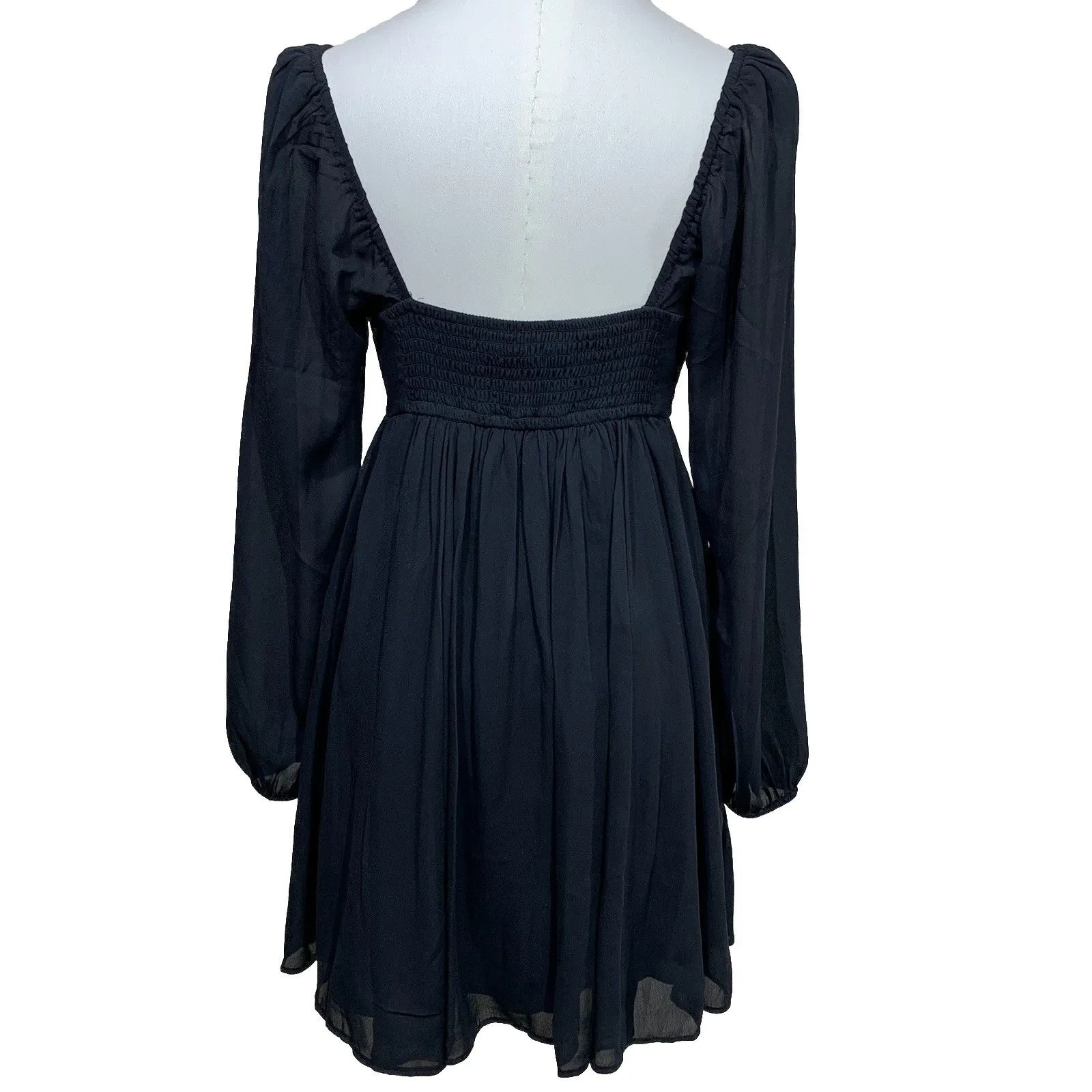 Abercrombie & Fitch Black Long Sleeve Fit & Flare Mini Dress Sweetheart Neckline - Image 4