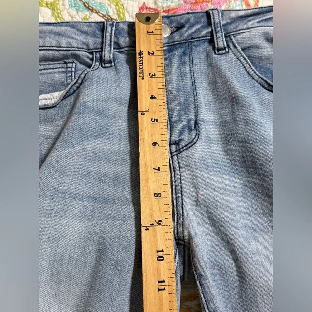 JUDY BLUE 5/27 full size tie-dye raw hem mid rise skinny jeans lightwash  casual - Image 6