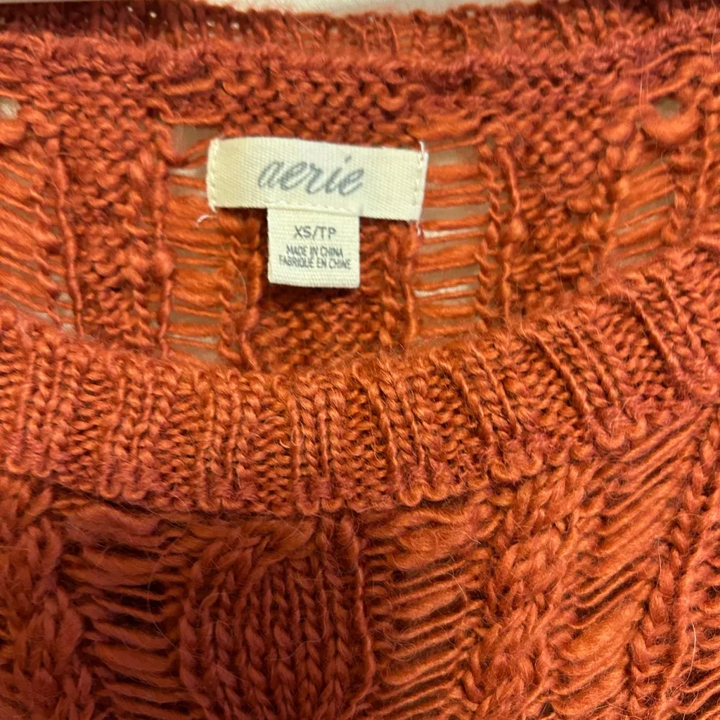 Aerie Burnt Orange‎ Wool/Alpaca Blend Fuzzy Sweater Size XS - Image 5