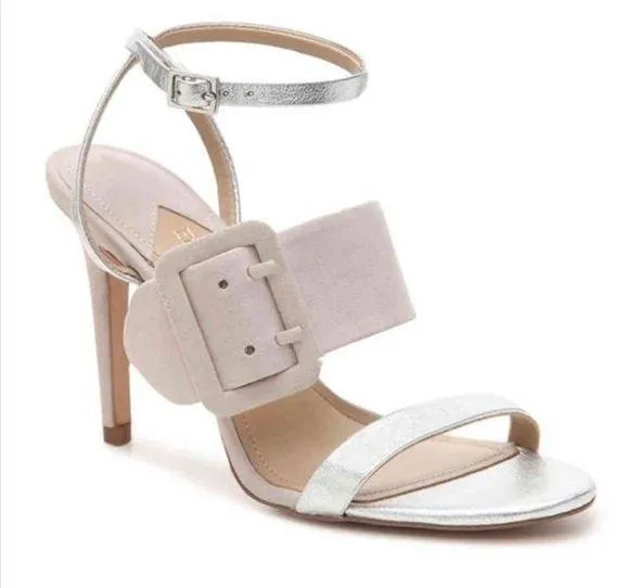 Enzo Angiolini Suede and Metallic Sandal Mixed Media Suede Leather Size 8 - Image 1