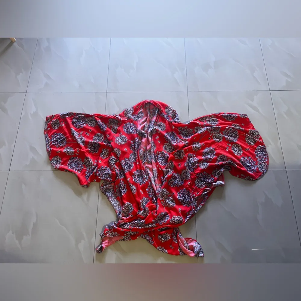 ANA Orange/Red Duster Coverup beach resort pool, lightweight plus size SM floral - Image 12