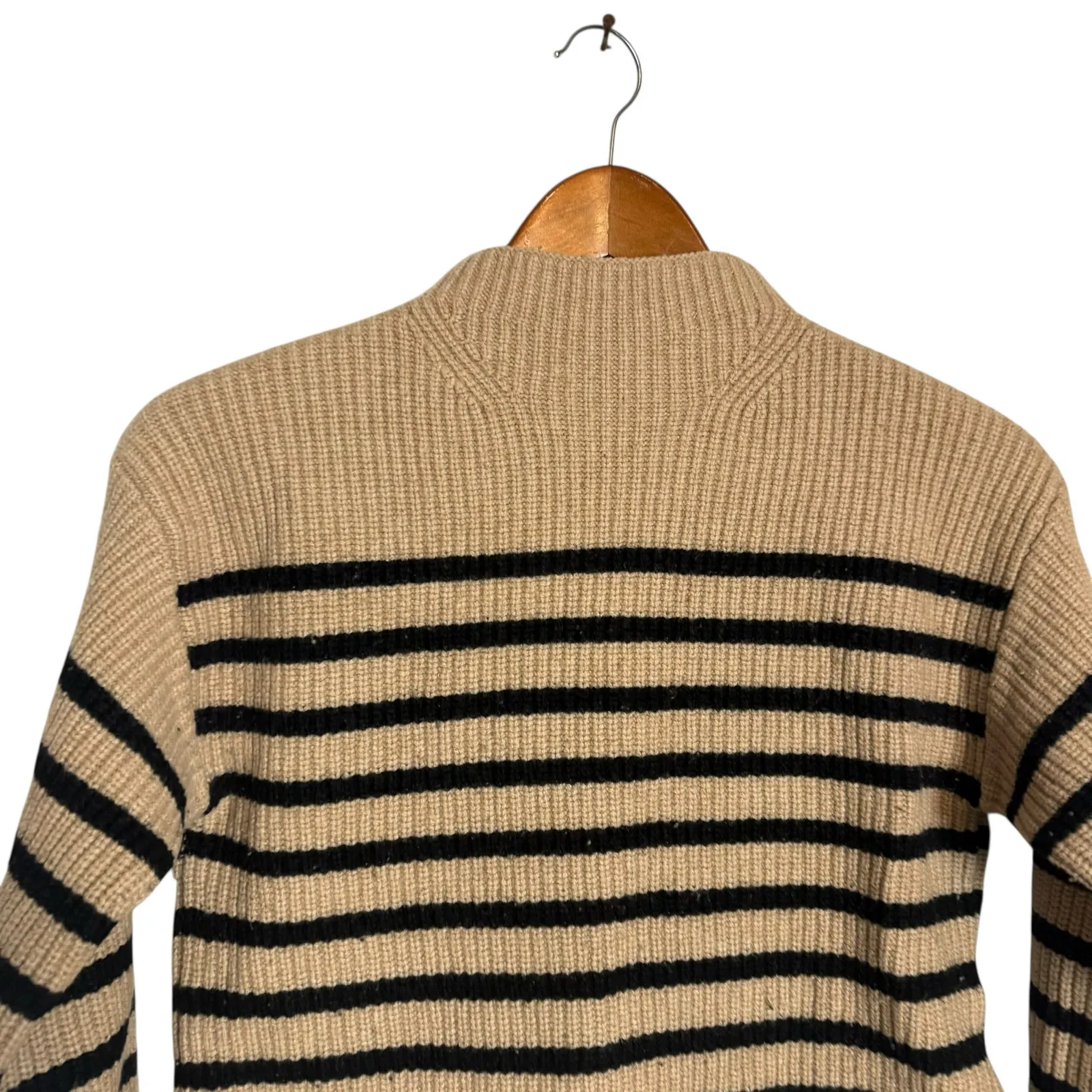 Rails Claudia Tan Funnel Neck Black Striped Knit Wool Cashmere Blend Sweater XS - Image 4