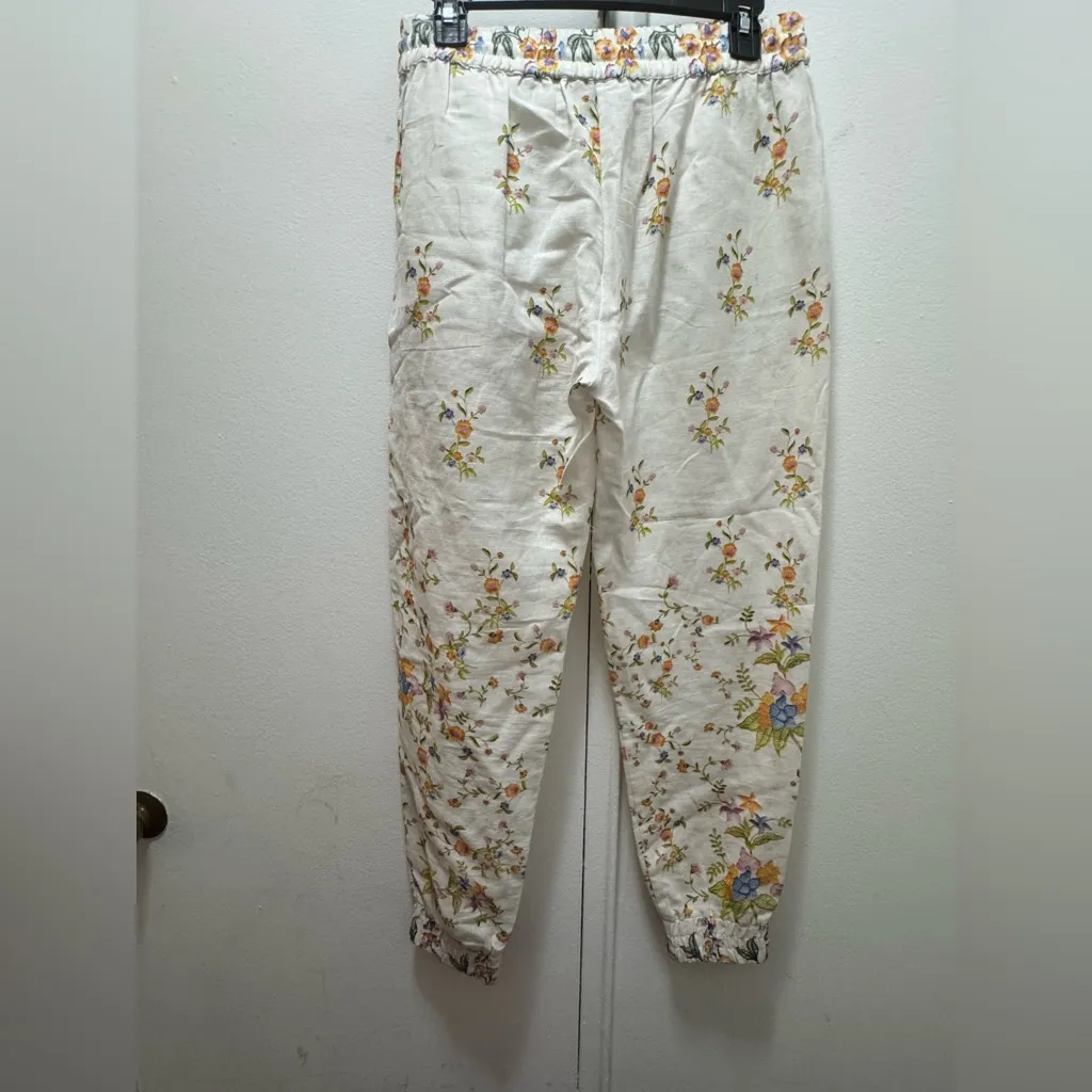 HEMANT & NANDITA White Pants with Floral Embroidery NWOT Medium - Image 5