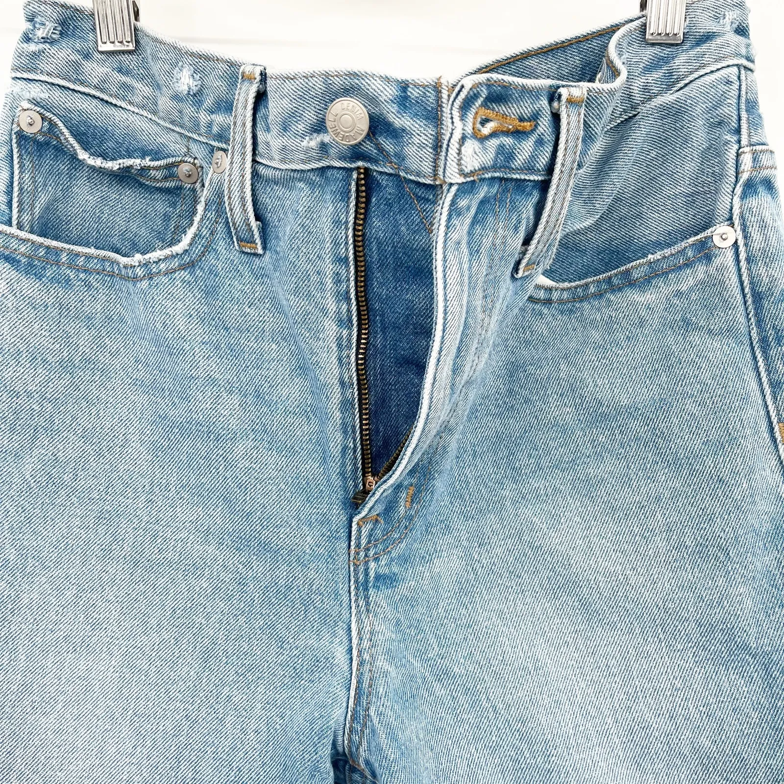 Madewell‎ Womens High Rise Long Denim Raw Hem Bermuda Jean Shorts Size 25 Blue - Image 8