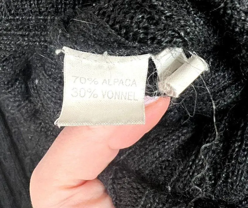 Vintage Top Knit Alpaca Blend Button Front Cardigan Sweater Longline Side Split Size M - Image 7