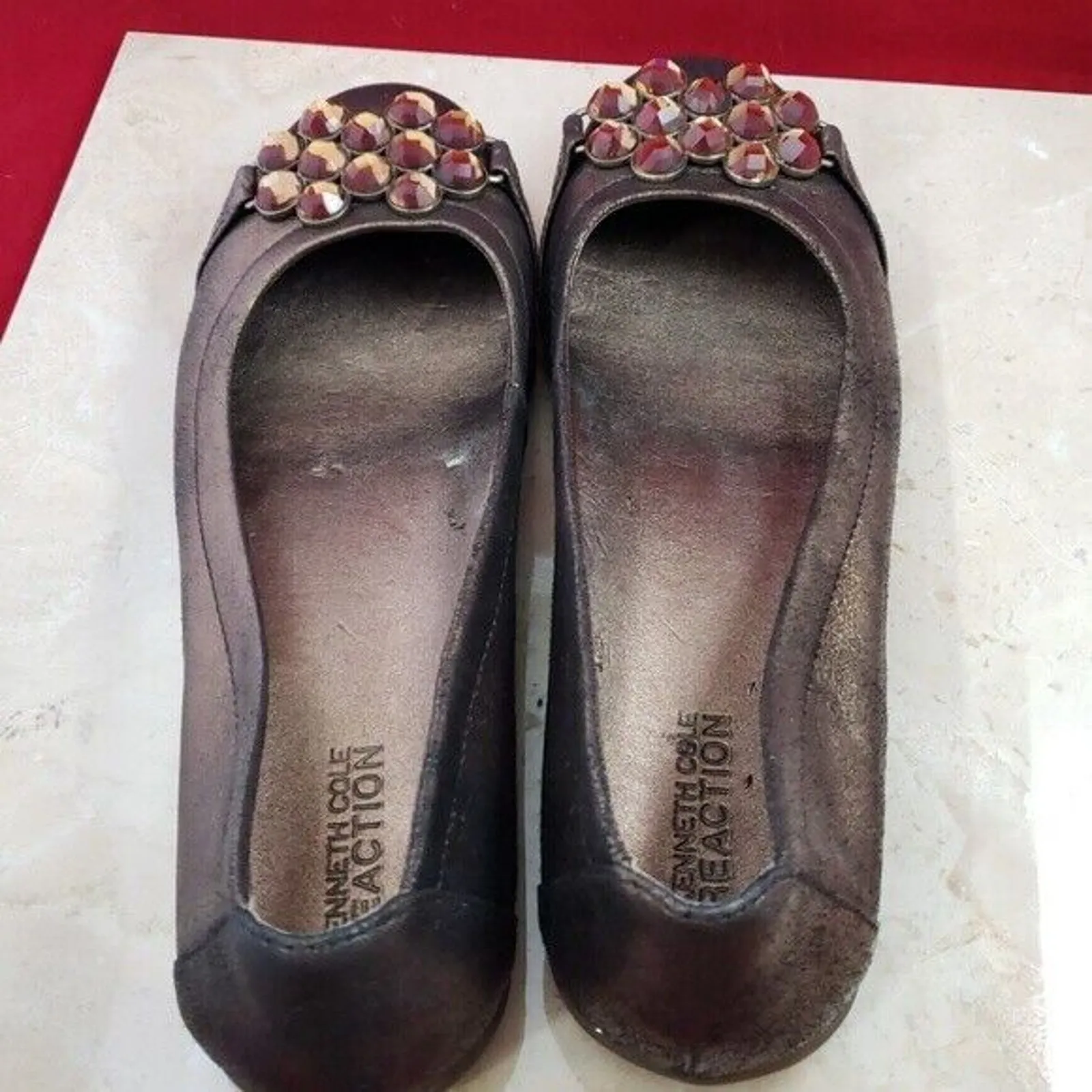 Kenneth Cole Reaction Women's Bronze Jeweled Flats My Boo - Size 7 - Image 7