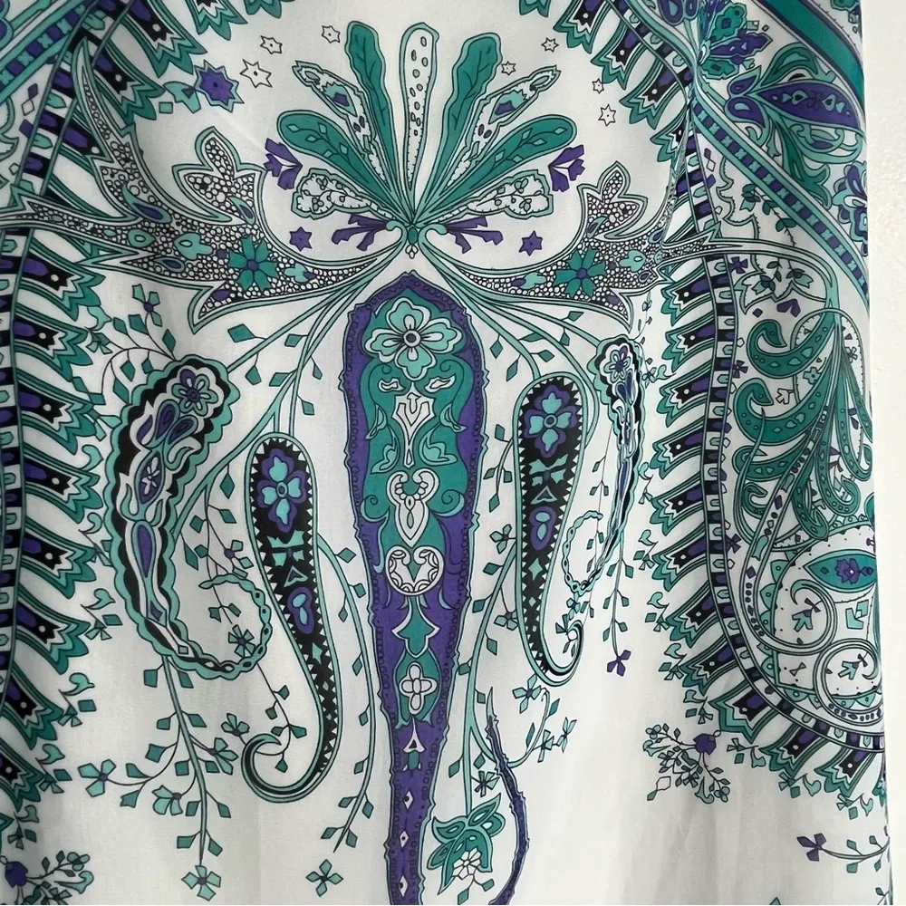 Dressbarn Skirt M Paisley White Over Knee Side Zip Office Business Casual Bottom - Image 5