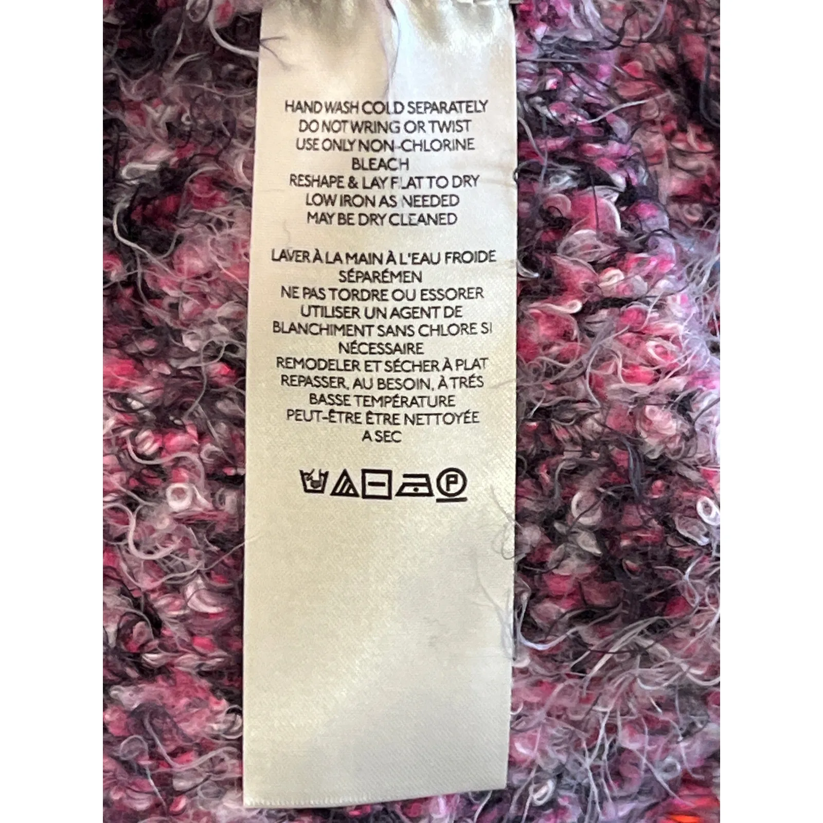 Free People Stellar Knit Pullover Sweater Pink Boucle Collared Button Size Large - Image 13