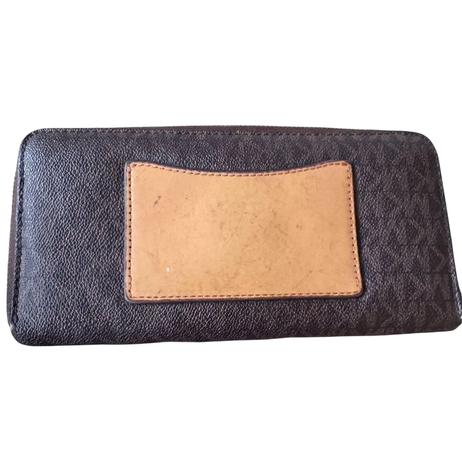 Michael Kors Mercer 'MK' Logo Continental Zip Around Wallet in Brown Vintage - Image 2