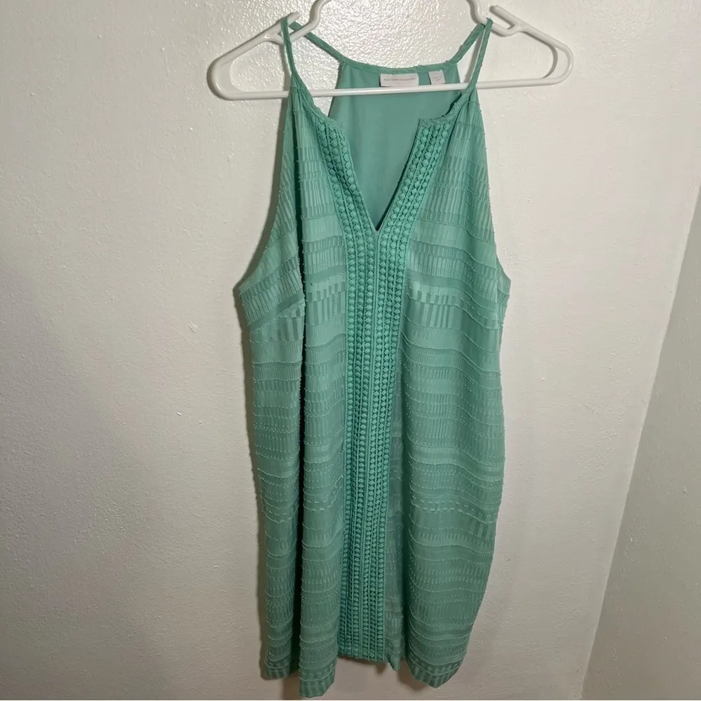New York & Co Crochet Trim Halter Shift Dress Mint Green L Size L - Image 3