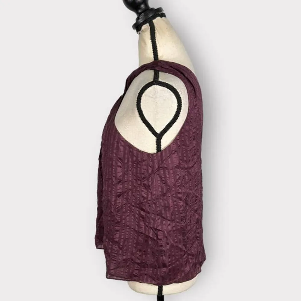 FRAME Draped Textured 100% Silk Halter Top in Cabernet Women's Size Medium NWT - Image 4