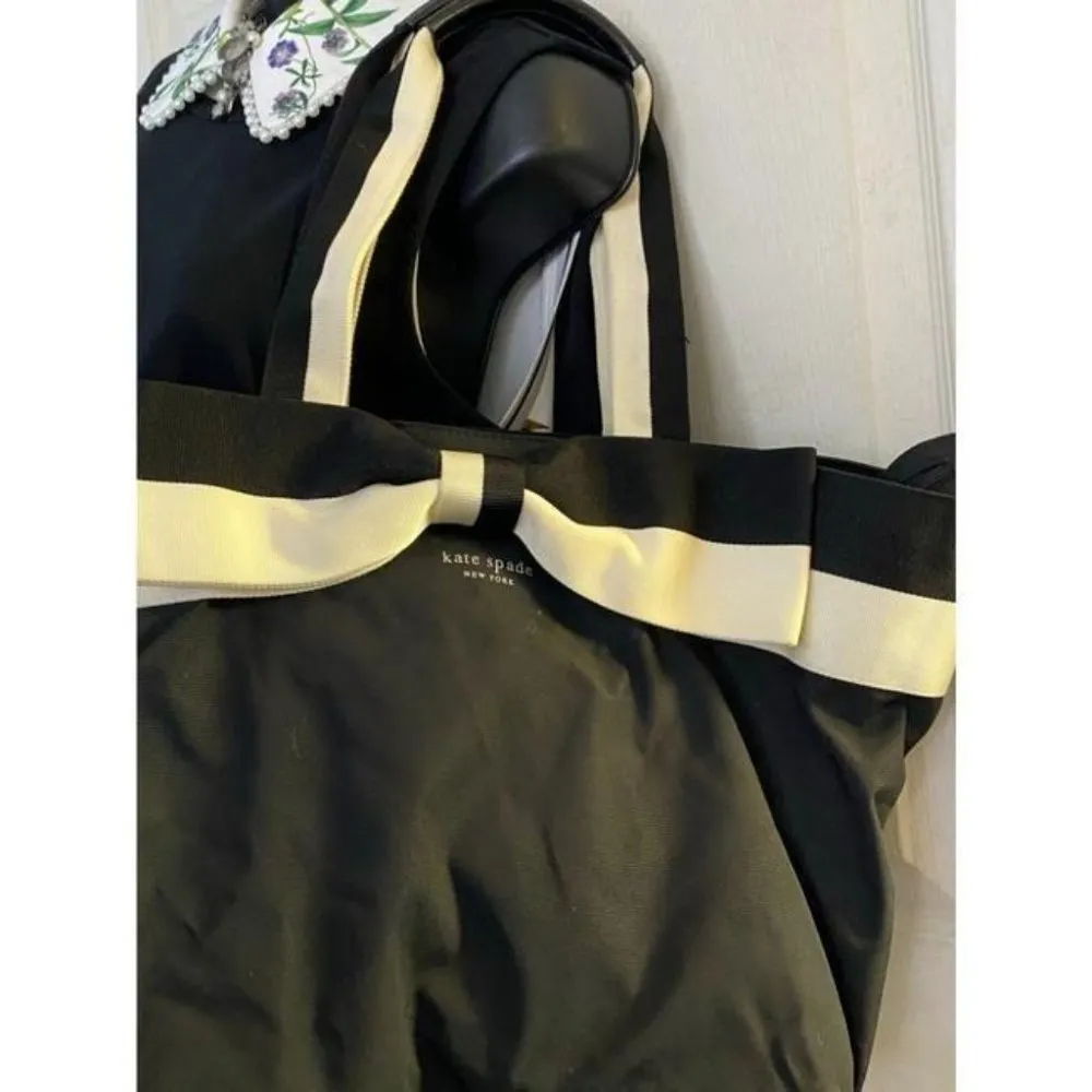 kate spade shopping large cream black nylon tote - Image 5