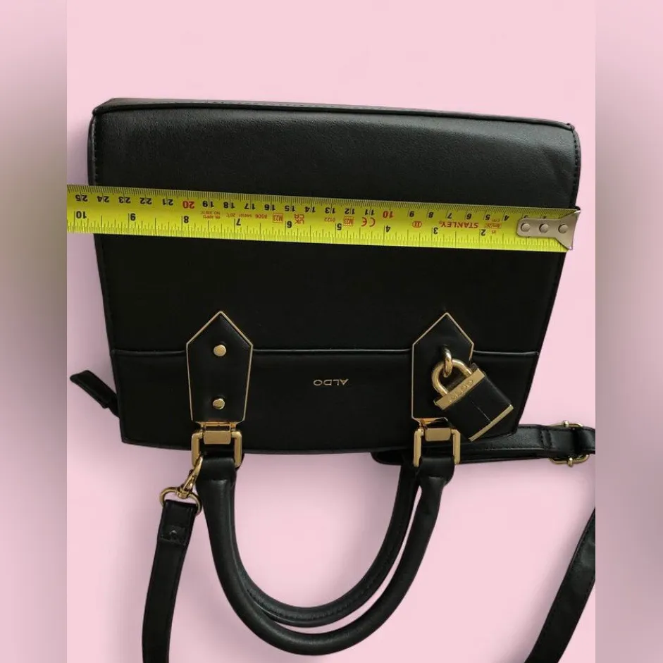 Aldo Women's Small Tote Vegan Leather Arm Bag Purse Satchel Black. - Image 9