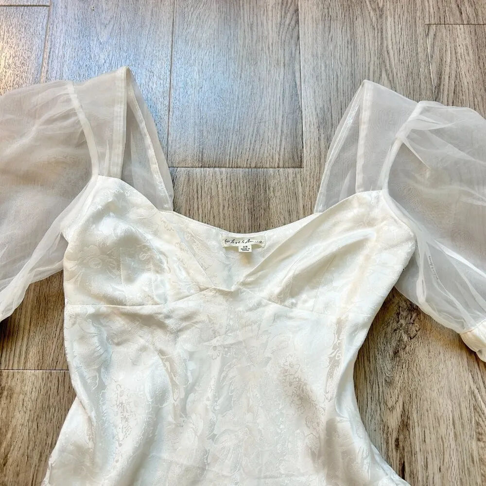 For Love & Lemons Gabrielle Mini Puff Dress in White Size XS - Image 5