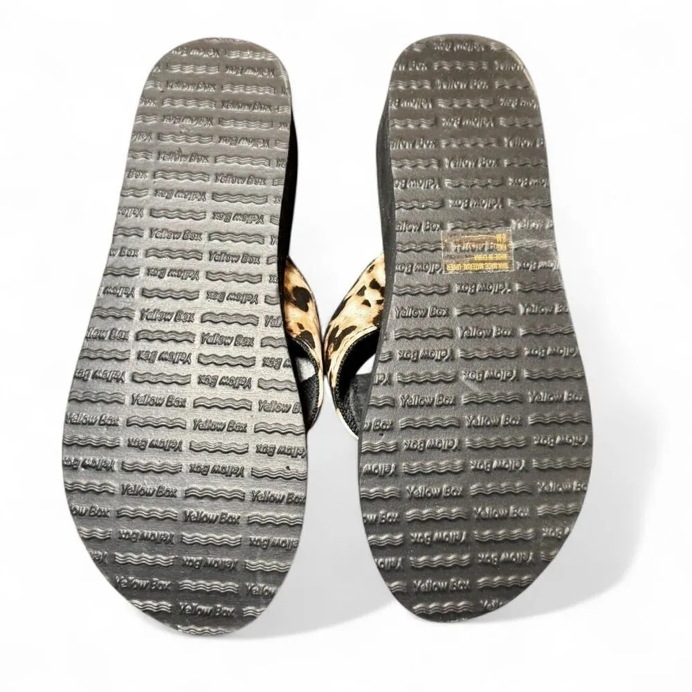 Yellow Box Women's Leopard Print Y2K Wedge Heel Flipflops Size 8 - Image 6