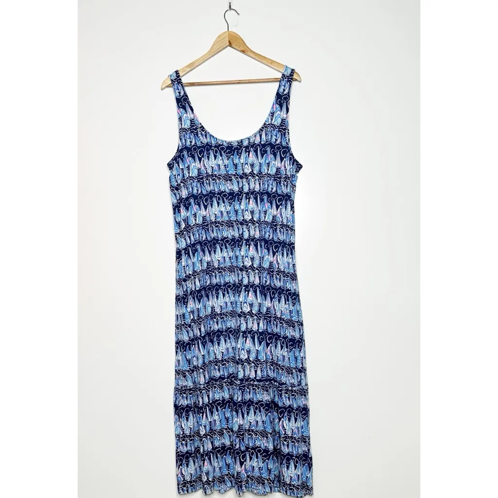 Lilly Pulitzer Martins Sail Boat Midi Maxi Pima Cotton Tank Dress Size XL - Image 8