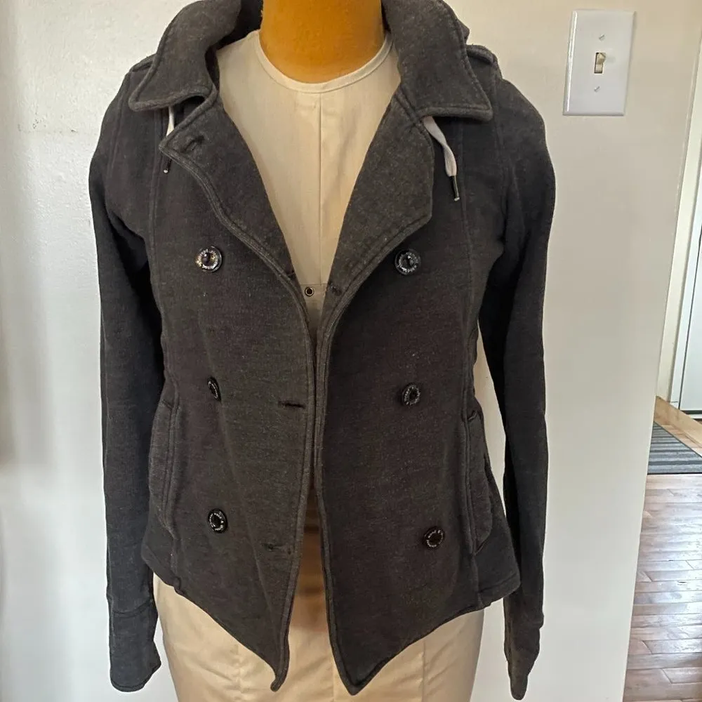 Vtg Hooded warm button gray coat jacket grey element Size M - Image 5
