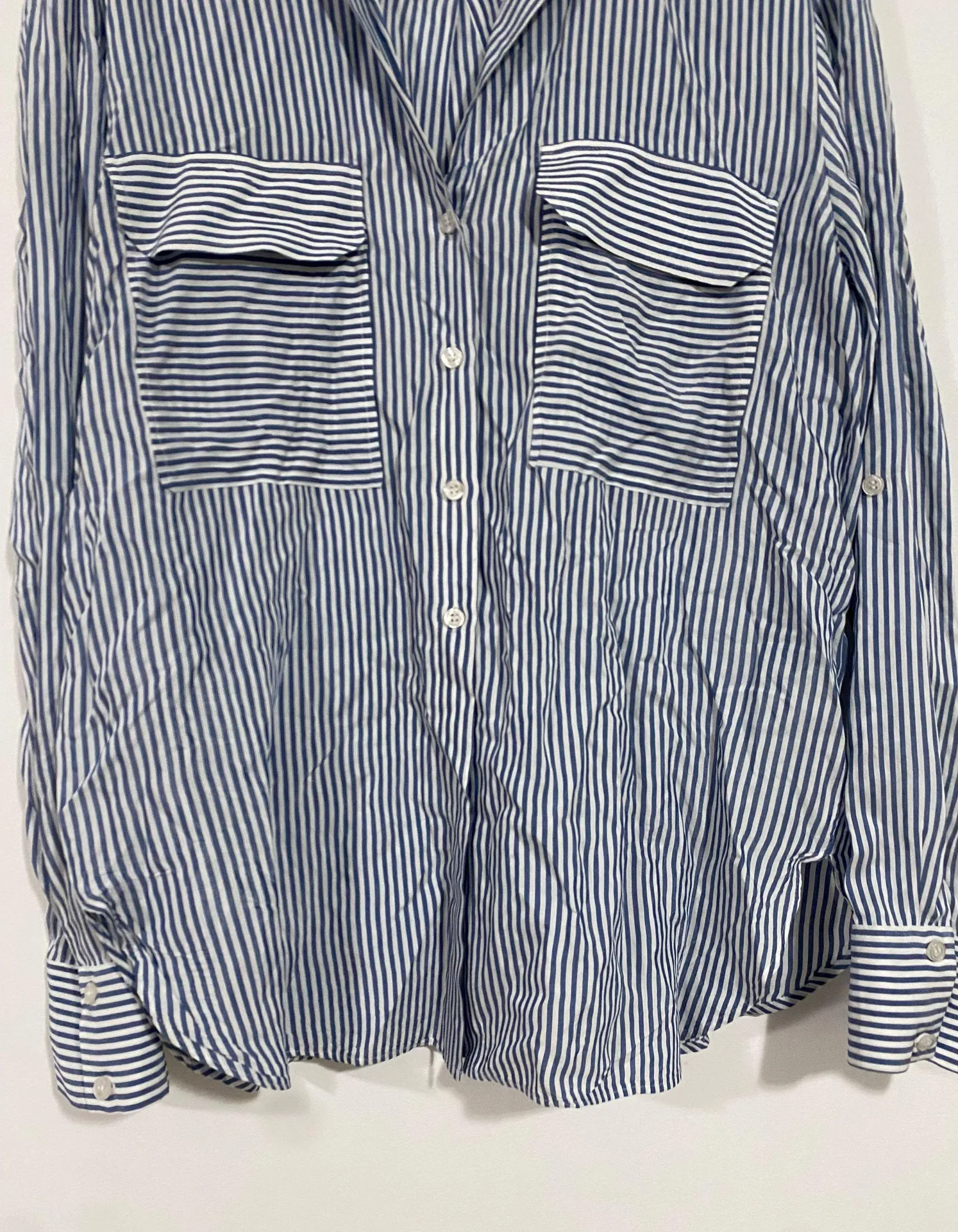 Anthropologie Maeve Striped Long Sleeve Button Up Shirt - Image 4