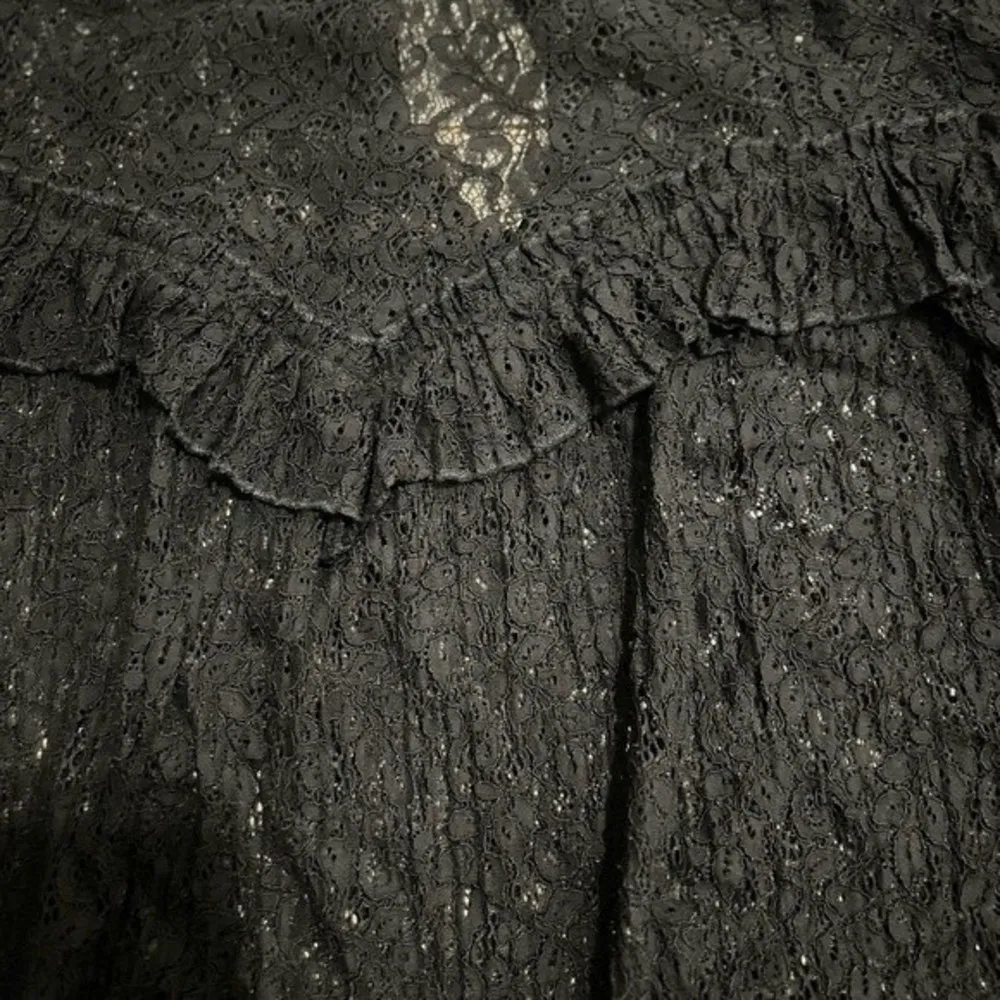 Saylor x Revolve Mariella Lace Ruffle Blouse in Black Goth Witchy - Image 3