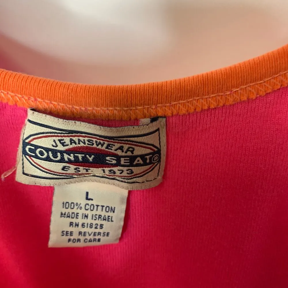 Vintage 80s County Seat Camisole T Shirt Dress Sz Large Pink - Image 9