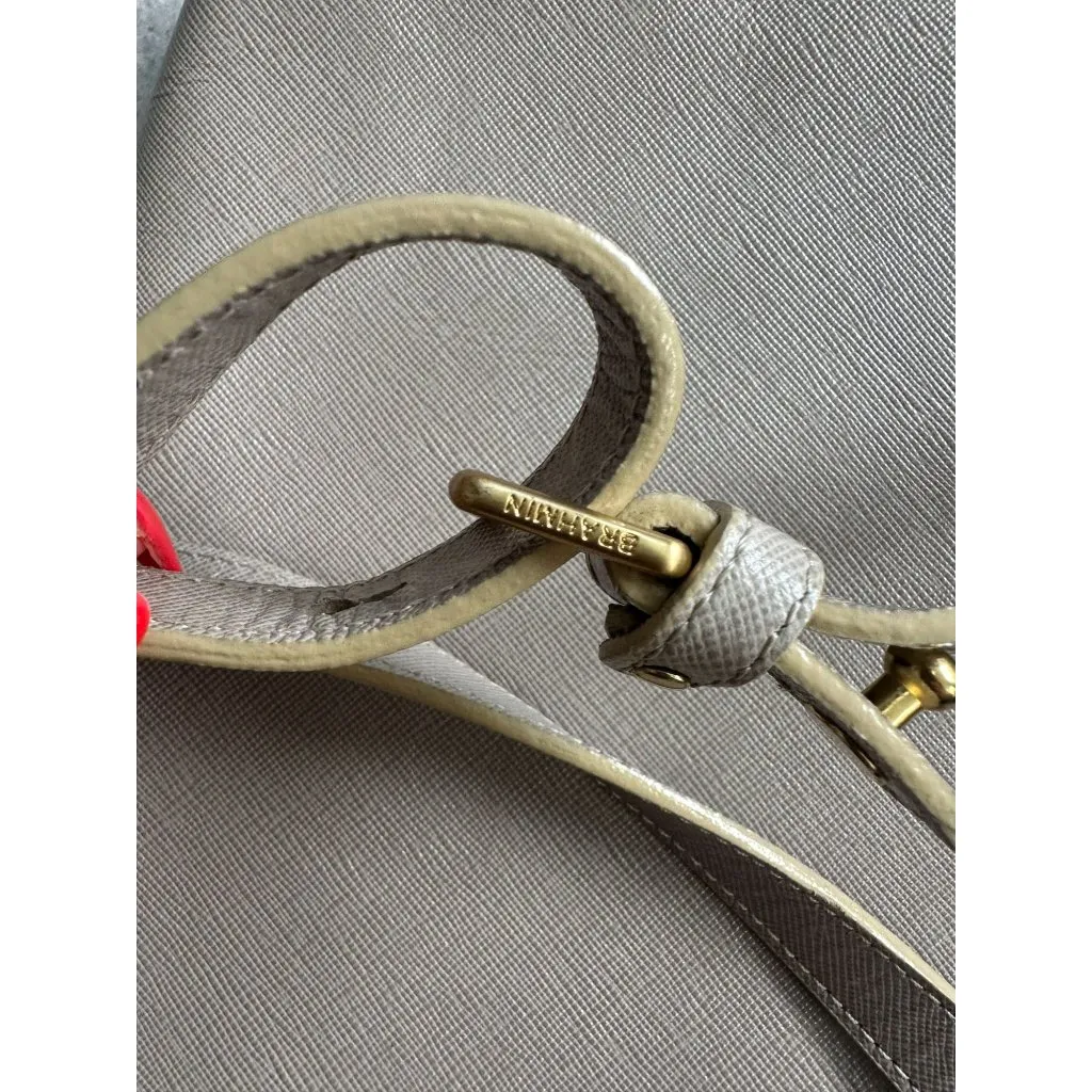 BRAHMIN Womens Taupe Beige Leather Crossbody Bag - Image 7