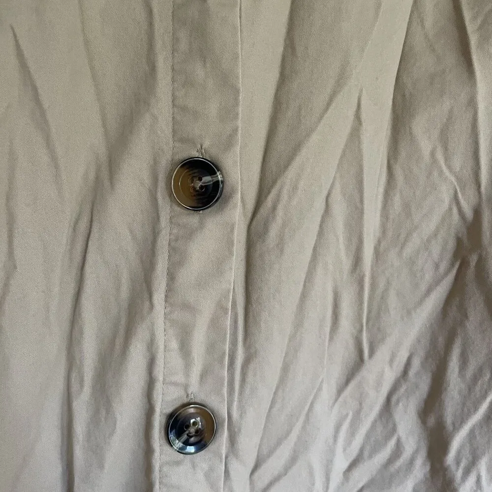 Who What Wear women's size large tan button down jungle dress cotton pockets - Image 6