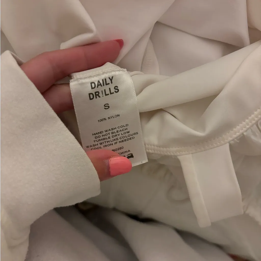 Daily Drills Cream Long Sleeve Top White - Image 3