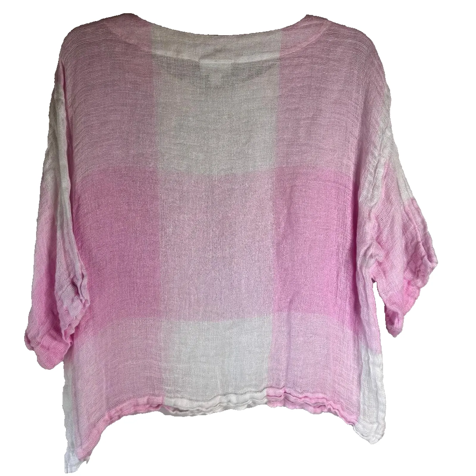 Pure Jill Linen Top 3/4 Sleeve Pink & White Women's Size XS Cropped Beach Boho - Image 2