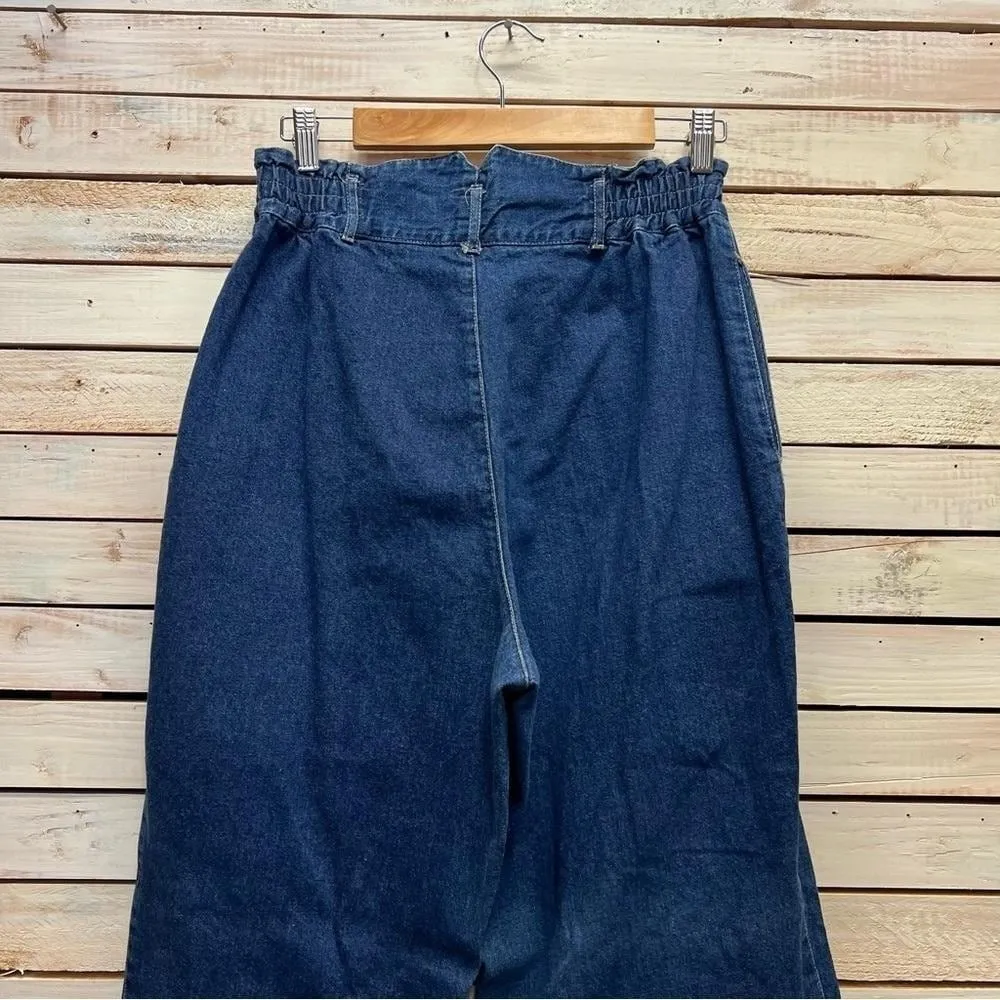 Vintage Essentials Barrel Jeans High Waisted Pleated Cottagecore Chic W12 Blue Size 12 - Image 5