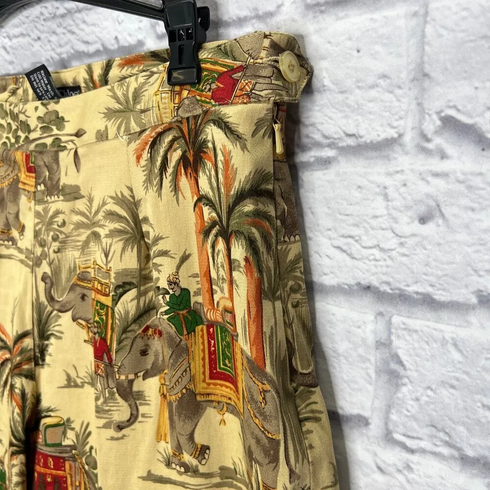 Cyle & Chloe Elephant Palm Tree Print Chino Dress Pants Size 8 India Beige - Image 4