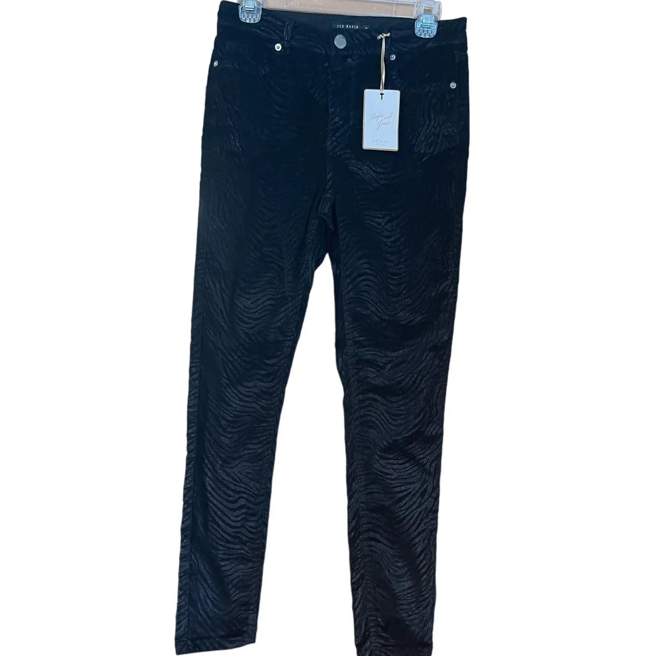 Ted Baker London Dehbra Zebra Printed Skinny Jeans Black Velvet 28 x 28 NEW - Image 11