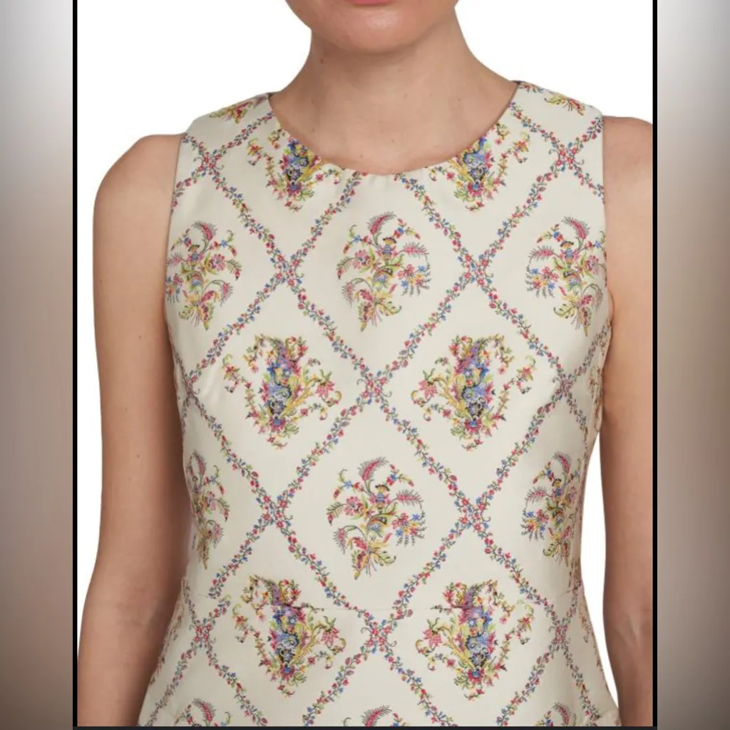 NWT ETRO MILANO MICOR FLORAL JACQUARD MINI DRESS SIZE 40 (US 4 ) Tan - Image 3