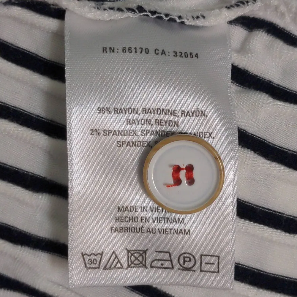 Anthopologie Maeve Paladino Faux Wrap A Line Dress Navy Striped Knee Length XS - Image 8