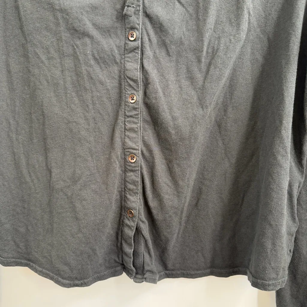 Pact Portside Poet Top Organic Cotton Linen Tie Neck Blouse Small faded black - Image 3