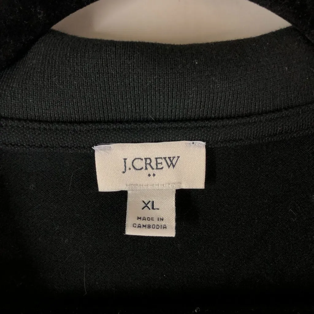 J Crew Piqué Polo Shirt For Women Short Sleeve Cotton Blend Stretch Black XL - Image 3