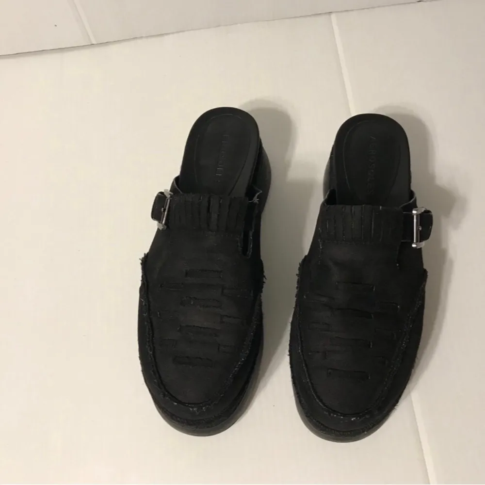 Aerosoles  Wyoming black platform faux suede slip on mules shoes size 7 1/2 M - Image 3