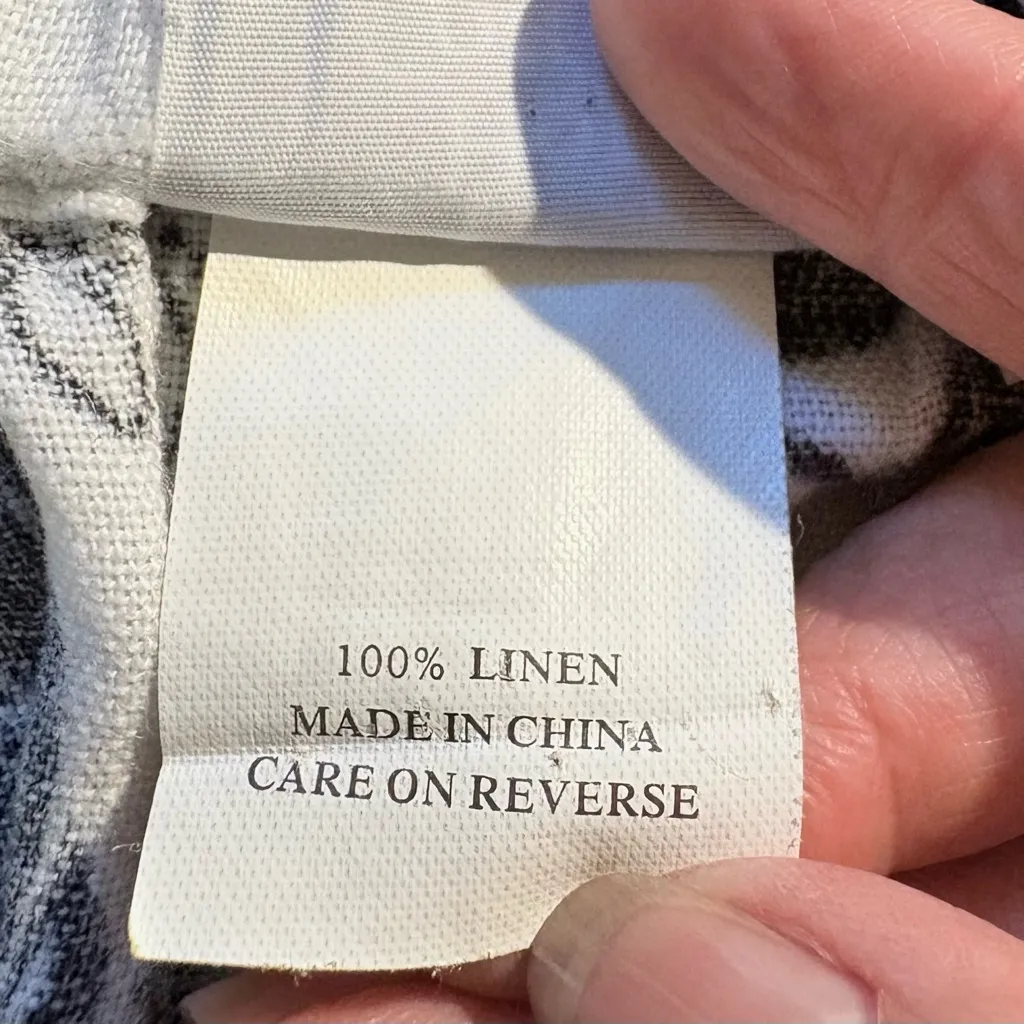 Hot Cotton Linen Maxi Skirt Black White Floral Print Double Side Slits Sz M💚 Size M - Image 9