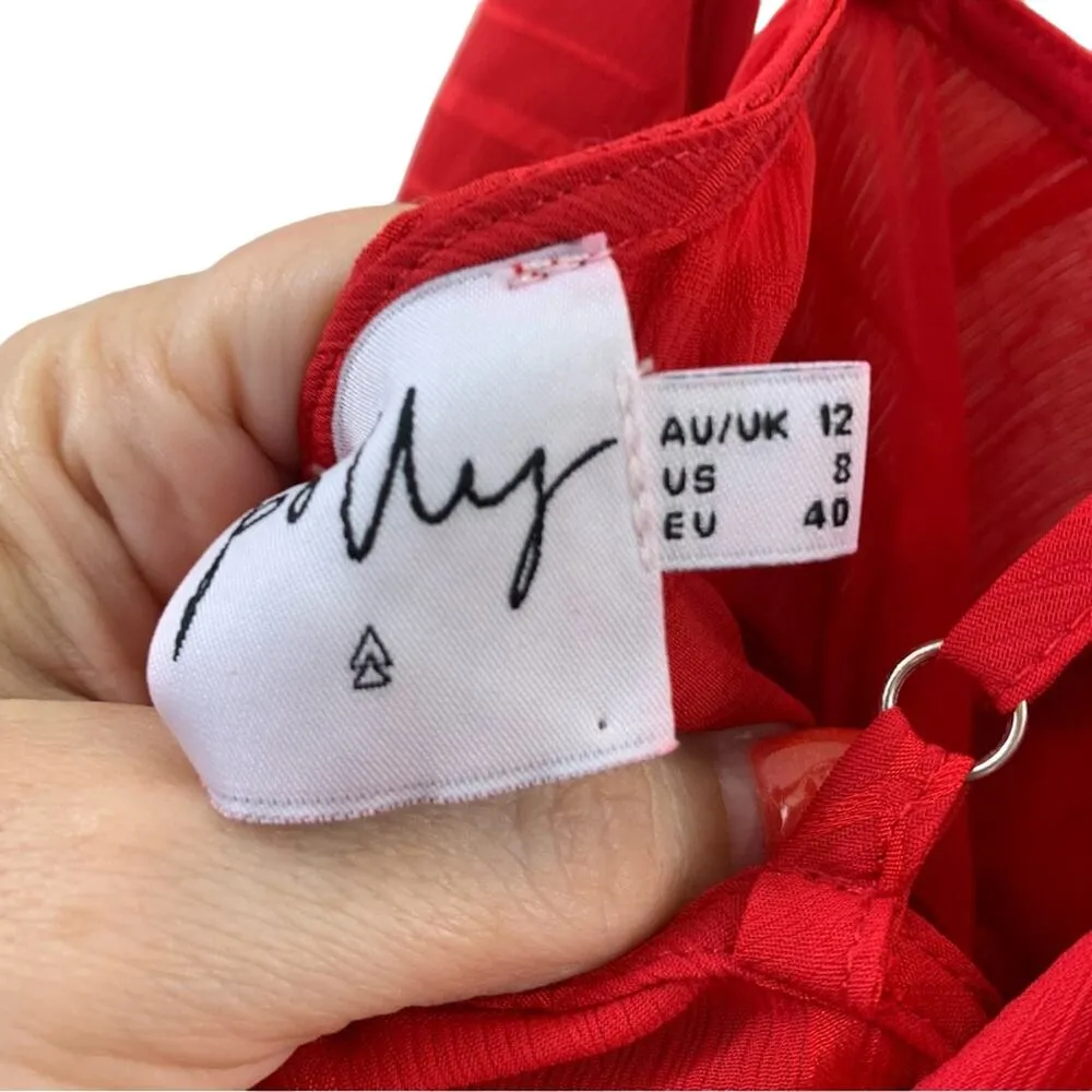 Polly Keep it a Secret Checkered Tiered Ruffle Red Romper Size 28 - Image 3