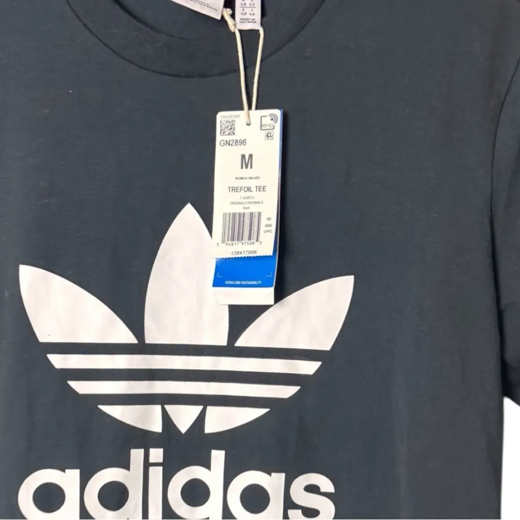 Adidas Women's  Sporty Athletic Short Sleeve Graphic Tee with White Trefoil Logo - Image 2